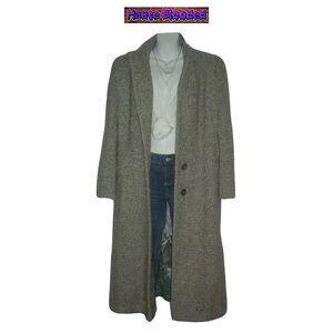 Vintage 80's Saxton Hall Floor Length Virgin Wool Herringbone Dark Academia Coat